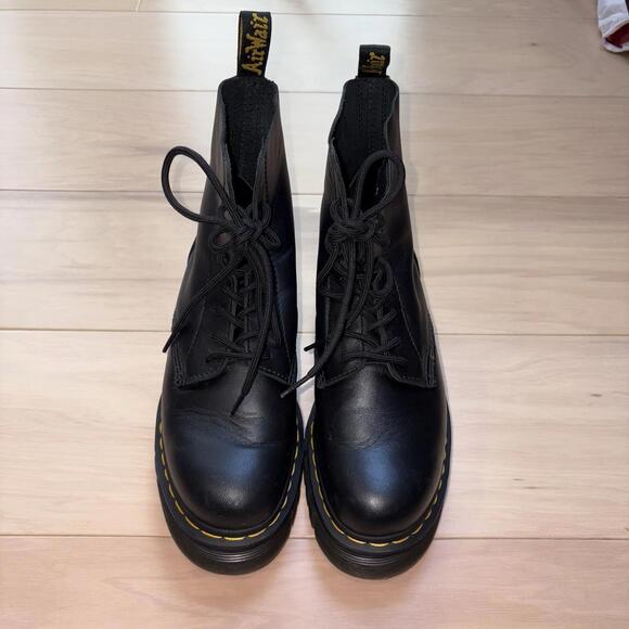 Dr Martens Audrick 8 Eye Platform Boots Black Leather Womens Size 8 Combat - Picture 4 of 8